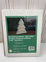 LED Weihnachtsbaum Metall, Silber Glitzer, 24x5x30cm