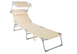 Gartenliege 4-stufig mit Kopfpolster beige