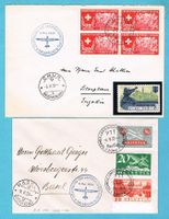 2 Meldeflüge  n. CHUR+BASEL PTT Pavillon 6.V.39 ! Ab Fr.1!