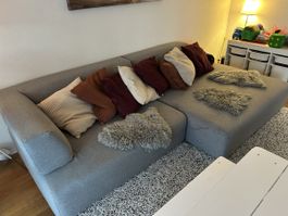Ecksofa grau, L-Form, gebraucht (sonst Entsorgung 4.8.26)