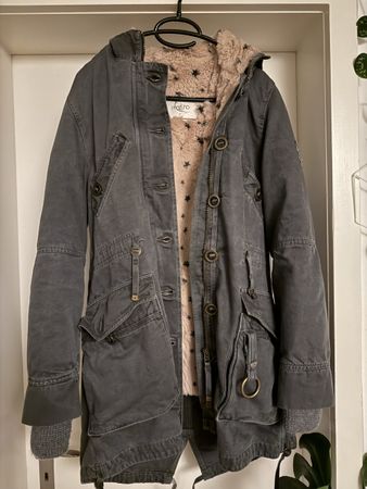 Winterparka Marlino, Gr. S, Grauton mit Echtfell
