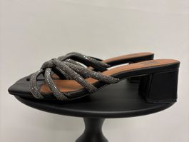 Bibi Lou Sandalen Schwarz Gr. 39 Mules Glitzer silber