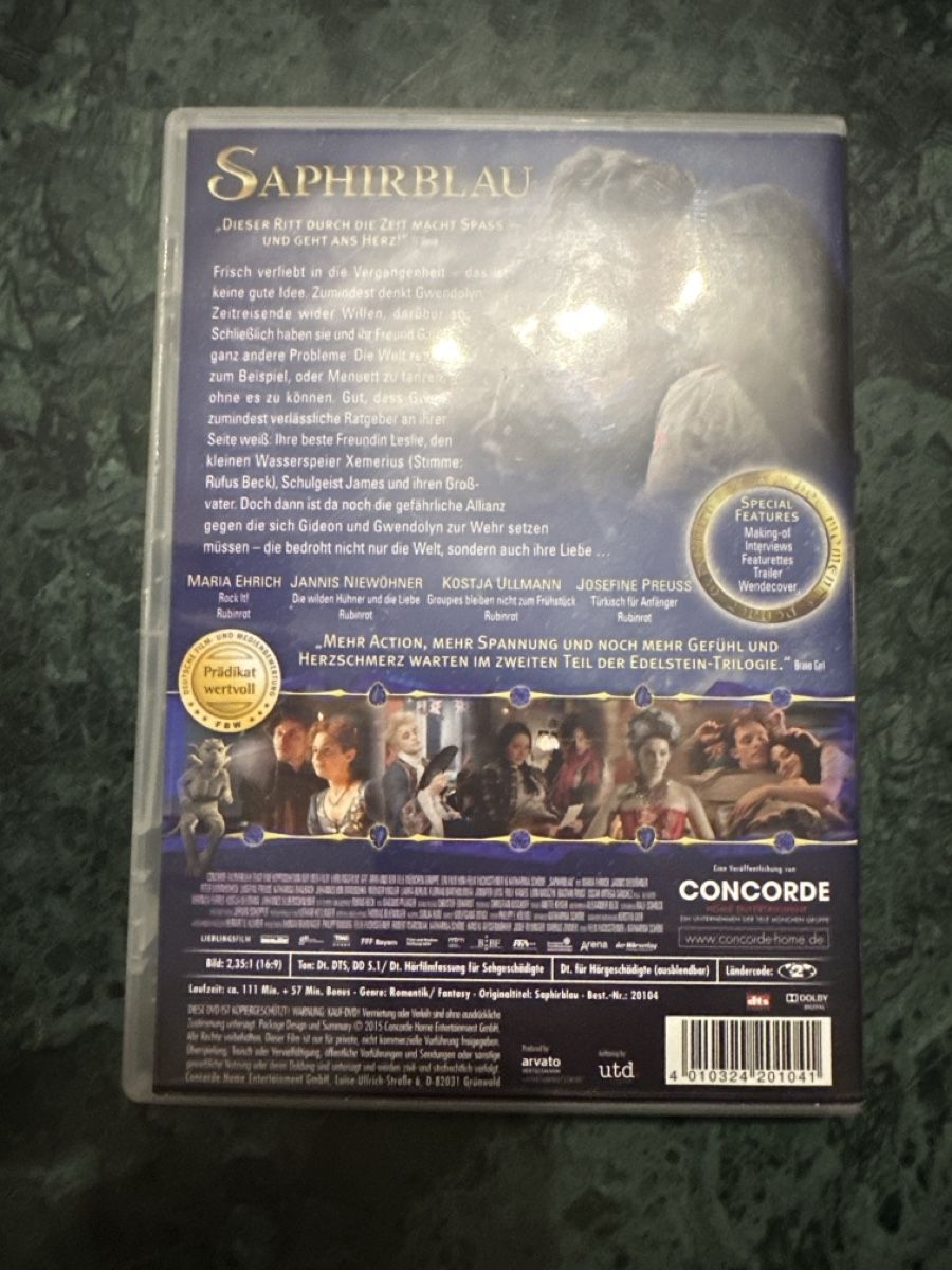 Tutti i DVDs: Saphirblau DVD - Edelsteintrilogie, Teil 2 – Usato da Ibach venduto da Viper39 1