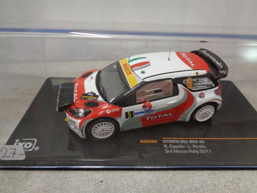 Miniature 1/43 Citroën DS3 WRC Portugal 2013 – Pilote M. Hirvonen, IXO Models