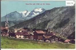 Saas-Fee - Dorfansicht - Litho