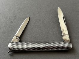 Antikes "Niello"-Sackmesser 67 mm - versilbert - Rarität