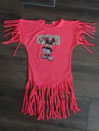 Robe de plage franges rose imprimé Minnie taille 110/116