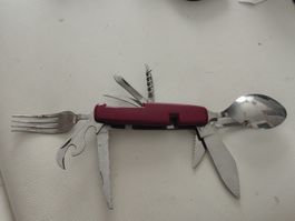 Multifunktionsbesteck rot Edelstahl gebraucht