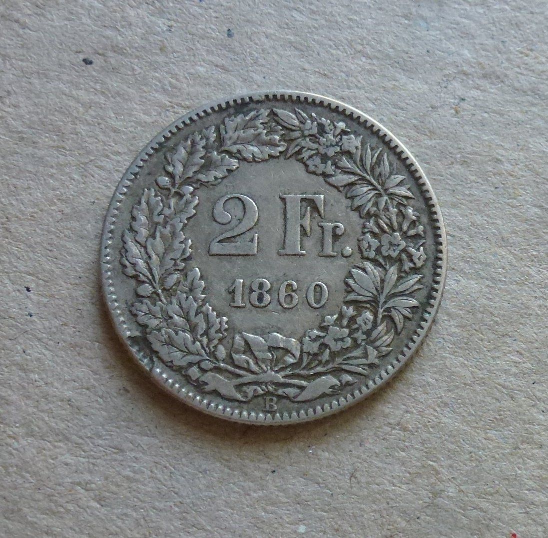 Alle Münzen: ++2.- Franken 1860, gute Erhaltung – Gebraucht aus Walkringen von Casablanca777