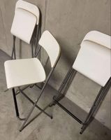 Lot de 3 chaises pliantes de bar blanches métal bois