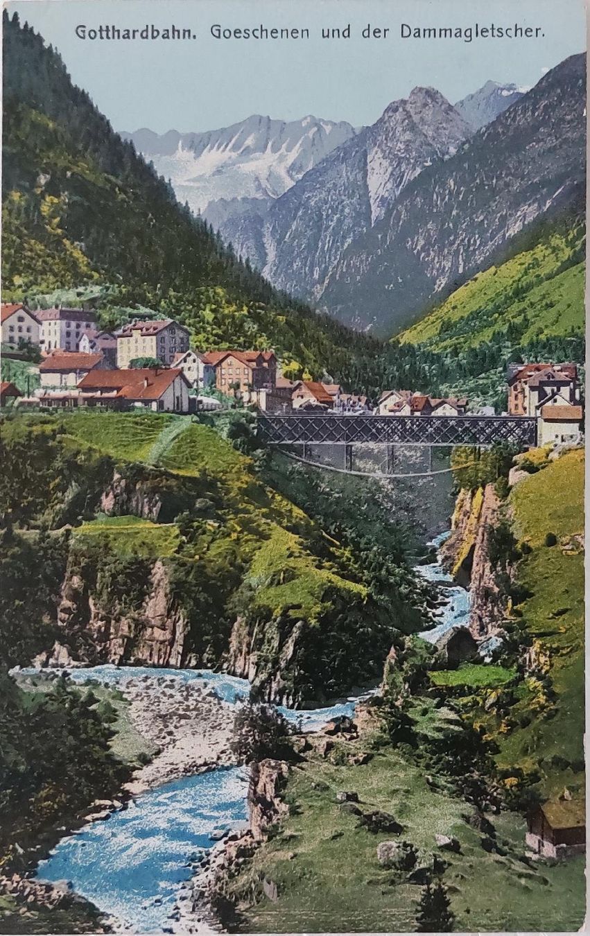 Cartoline postali: GOESCHENEN  -  Gotthardbahn & Dammagletscher – Usato da Delémont venduto da Domdom1
