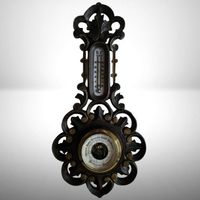 Antike Jugendstil Wetterstation Holz Barometer Rarität
