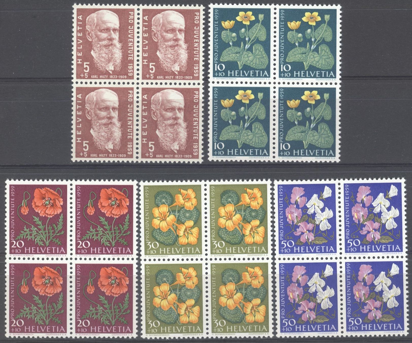 Tutti i francobolli: PJ 1959 178-182 Viererblöcke postfrisch ** – Nuovo e nell'imballaggio originale da Uster venduto da giorgiotr