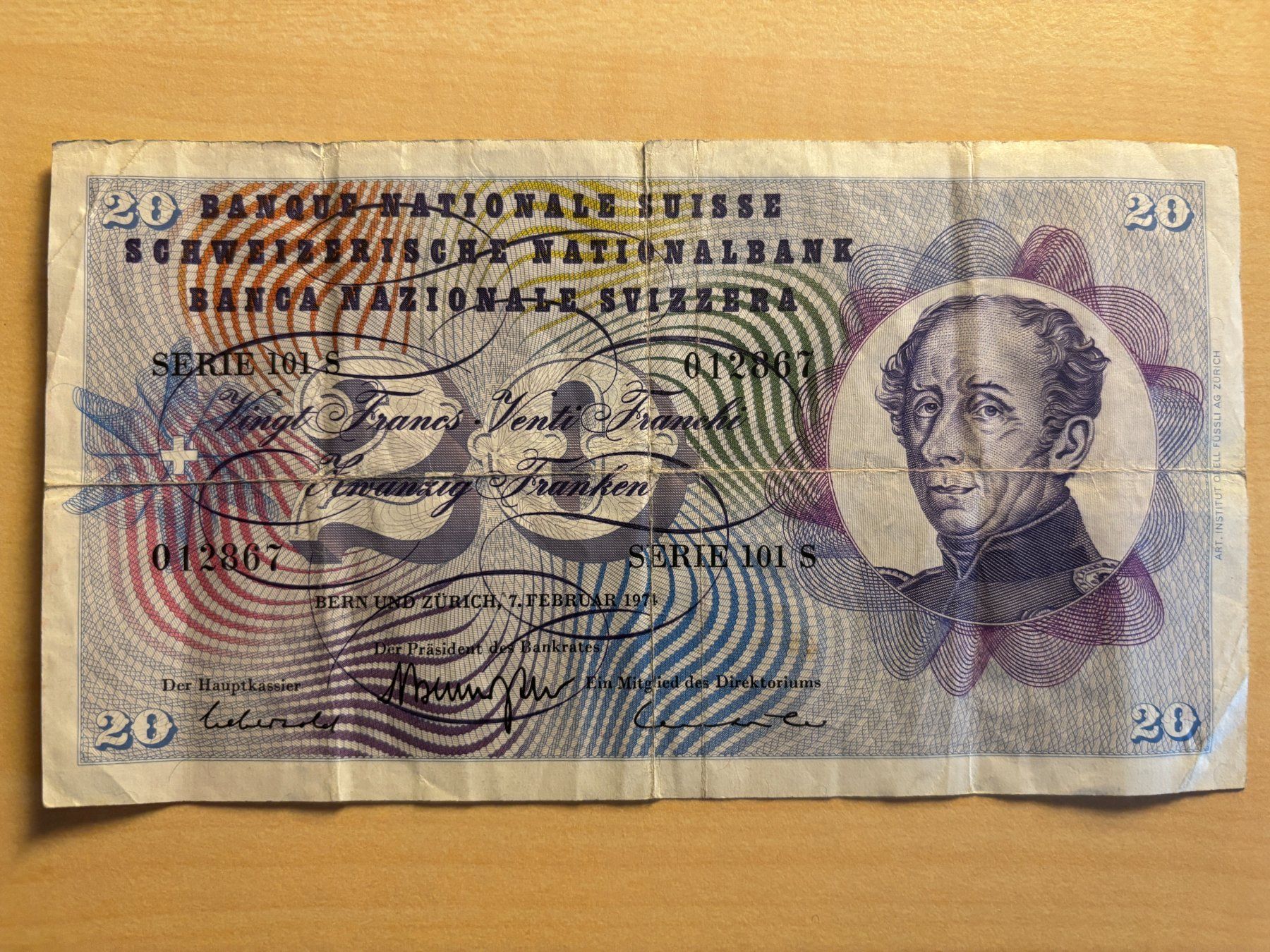 Banknoten: Banknote Schweiz 20er Note – Gebraucht aus Ruggell von spalkur42