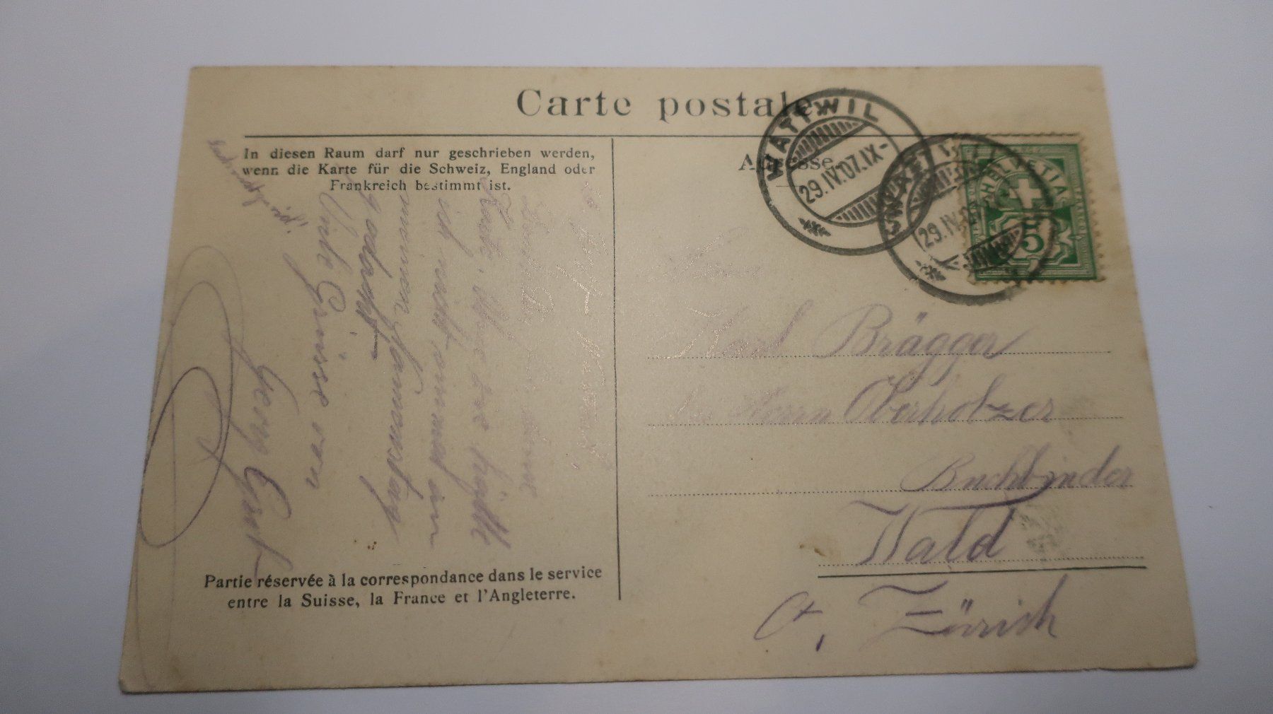 Ansichtskarten: Ennetbrücke Wattwil  1907 – Gebraucht aus Cormoret von Pascalll2001 3