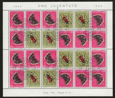 1953 : PJ Kehrdruckbogen, Ersttag, einwandfrei