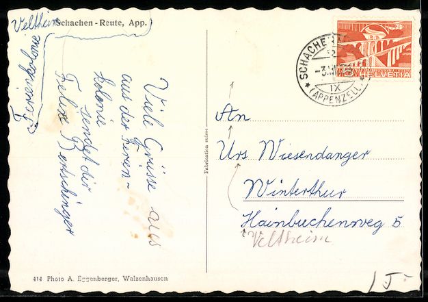 Cartoline postali: Schachen-Reute /App., Ortsansicht aus de – Usato da Berlin venduto da bartko-reher 1