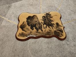 Bill O'Neill,1976, Bisonjagd aus Holz 