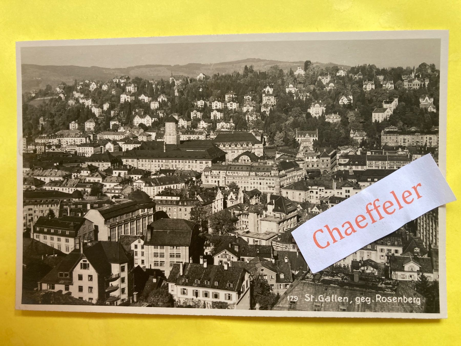 Cartoline postali: 179 St. Gallen, gegen Rosenberg – Usato da Zürich venduto da Chaeffeler