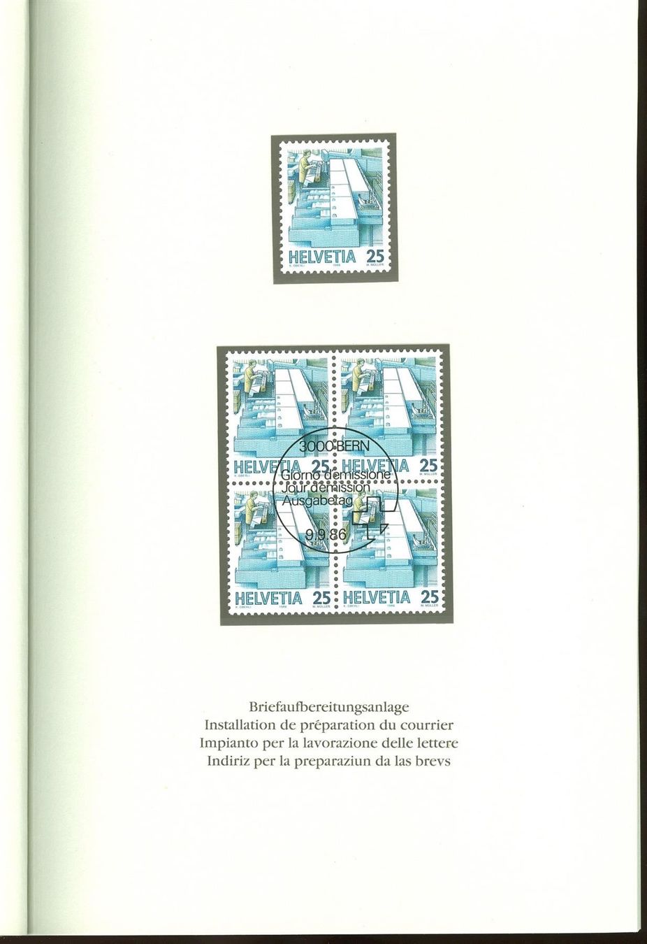 Alle Briefmarken: 1986/87_PTT Heft "Postbeförderung"; EM **/VB ET "3000 Bern" – Neu (gemäss Beschreibung) aus Thun von Nissan 2