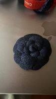 Brooch dark blue glitter flower fabric good condition