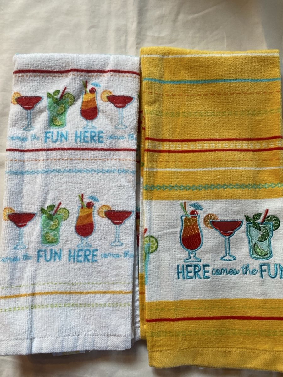 Strofinacci: 2x Summer Cocktail Kitchen Towels, Yellow & White, 2 pcs. – Nuovo e nell'imballaggio originale da Buttikon SZ venduto da Maxwelltime