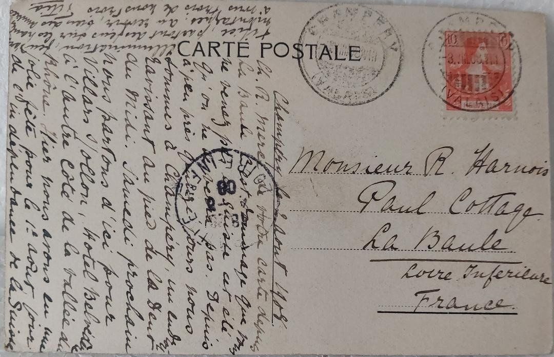 Cartoline postali: CHAMPÉRY et les Dents Blanches - 1908 – Usato da Delémont venduto da Domdom1 1