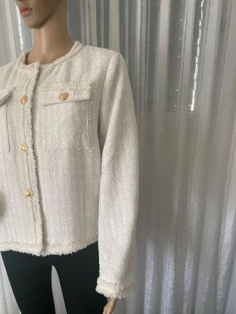 RARITÄT - stilvolle/edle Jacke mit Goldknöpfen, weiss, L/XL