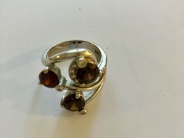 Silberring 925 mit roten Steinen, gebraucht, Zustand gut