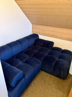 Ecksofa in Blau Velours modularer Aufbau guter Zustand