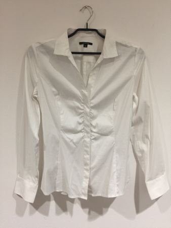 Vintage Comma LA Bluse Baumwoll Mix weiss mit Raffung Gr 40