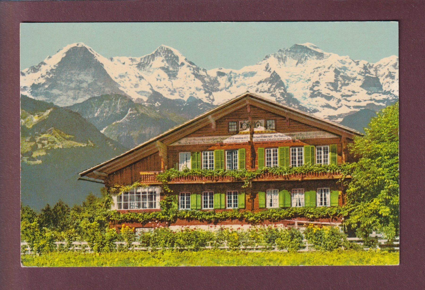 Cartoline postali: CHALET - Eiger - Mönch - Jungfrau - 1958 – Usato da Pully venduto da nicecards