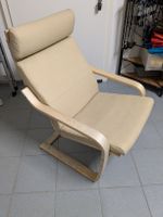 Sessel IKEA Poäng Holz hell Leder beige gebraucht.