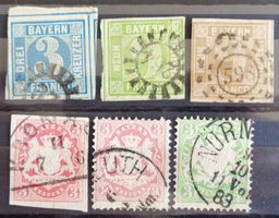 BAVIÈRE - BAYERN: 6 Gestempelte aus 1850–1881