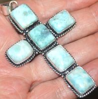 Anhänger L-3613 – Larimar Kreuz 8x5 cm