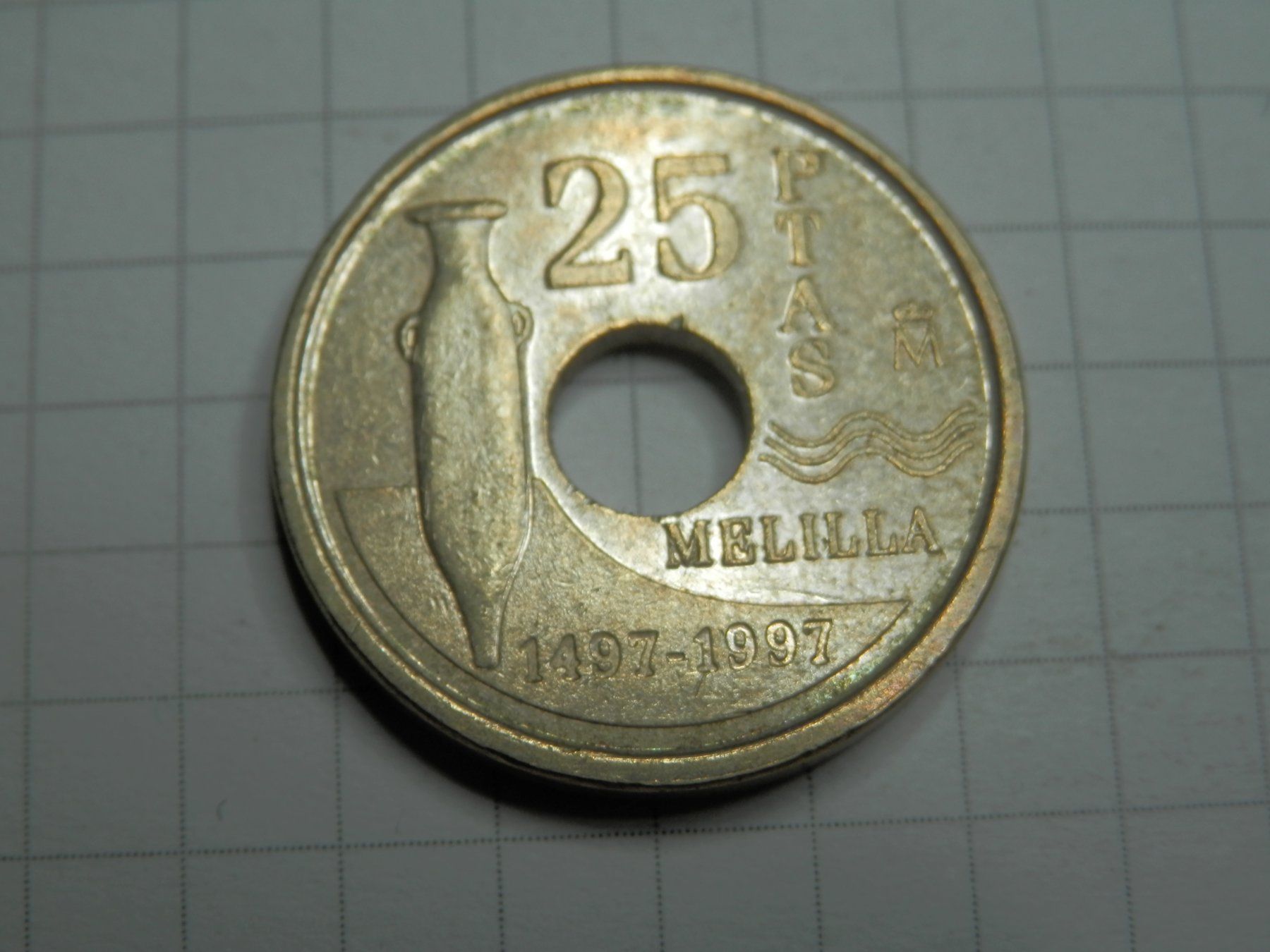 Tutti le monete: Spanien 25 Peseten, 1997 Melilla – Usato da Weiach venduto da weiach81 1