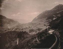 Fotografie antik Brünigbahngleis Richtung Lungern zur Urzeit
