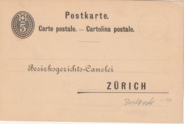 5 Rp. GS-Pk mit Privatzudruck Bezirksgerichtkanzlei Zürich
