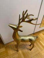 Deko Figur Hirsch aus Metall goldfarben gebraucht