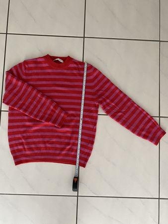 ZARA Damen Pullover gestreift Rot-Rosa – Gr. M – 29% Wolle