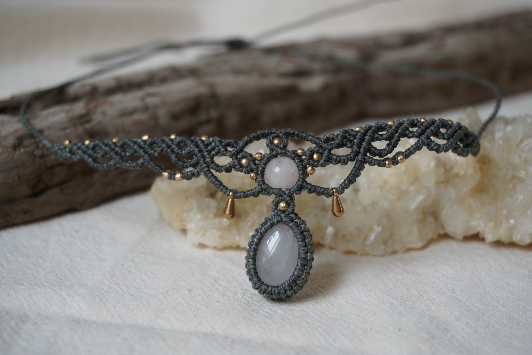 Catenine: mirava - Makramee Choker-Halskette - Personalisierbar – Nuovo (secondo la descrizione) da Heerbrugg venduto da R.St27 1