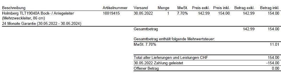 Scale: Leiter Holmberg TLT19040A Bock- / Anlegeleiter – Usato da Kaiseraugst venduto da Kinghomer 3
