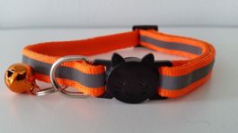 Katzenhalsband orange reflektierend  Sicherheitsverschluss