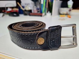 Ceinture en cuir noir Via Romano Vintage - Taille ajustable
