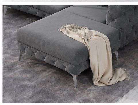 Divani: Sofa Wohnlandschaft U-Form Samt Grau AB LAGER – Nuovo e nell'imballaggio originale da Kreuzlingen venduto da DealBlitz 3