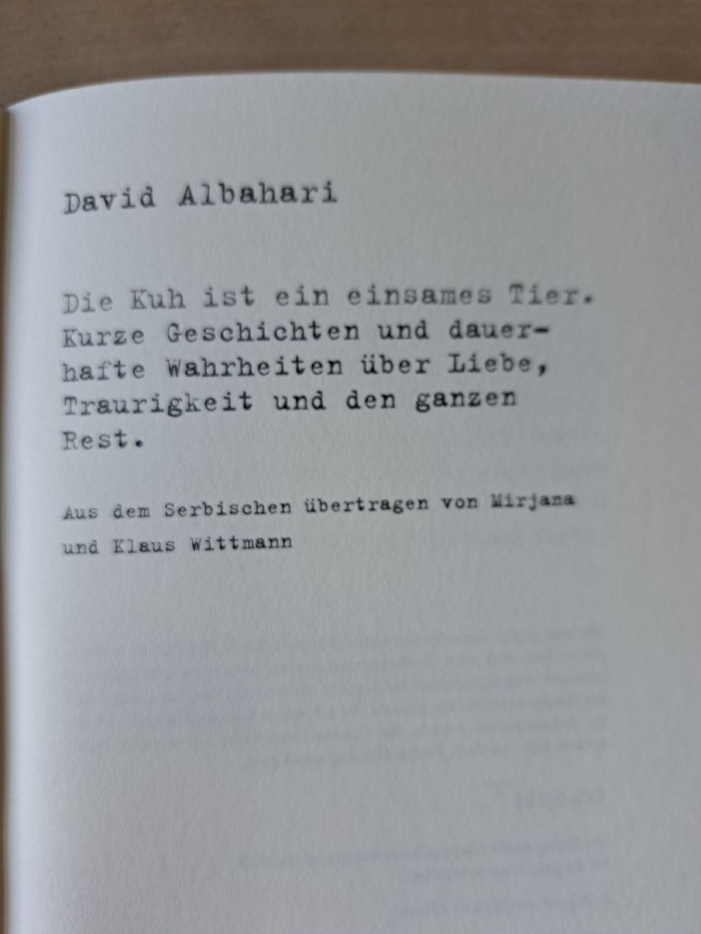 Libri: David Albahari: Die Kuh ist ein einsames Tier. Eichborn 2011 – Usato da Zürich venduto da chusel 3