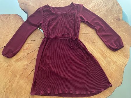 Bordeauxrotes Plissee-Kleid / Robe bordeaux effet plissé