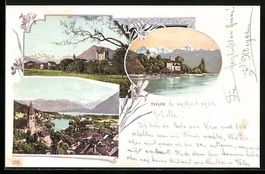 Thun, Ortsansicht mit Kirche, Wasserpart