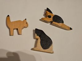 3 Holztierli, Büsi, Holzkatzen wie Ostheimer, Trauffer
