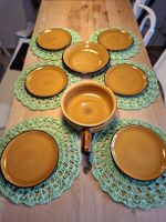 Schweizer Vintage-Käsefondue Set  Keramik